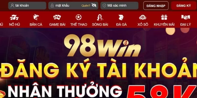 Truy cập trang chủ đăng nhập 98WIN chính thức không giả mạo